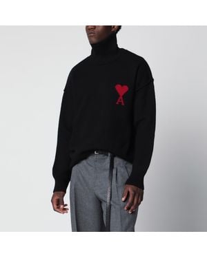 Ami Paris Ami De Coeur Turtleneck Sweater - Black