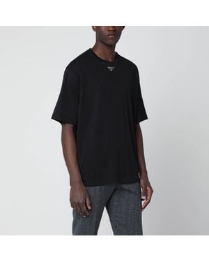 Prada Tshirt With Logo Triangle - Black