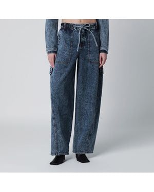 Alaïa Washed Denim Cargo Pants - Blue