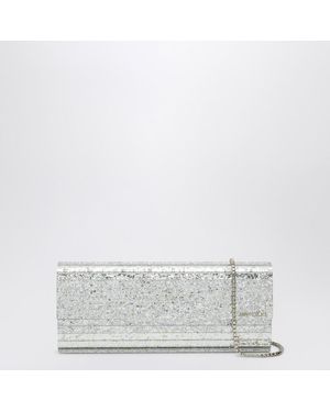 Jimmy Choo Pochette sweetie con glitter color champagne - Bianco
