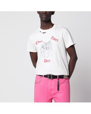 DAGGER Cremefarbenes T-Shirt Aus Baumwolle Mit Distressed-Details - Weiß