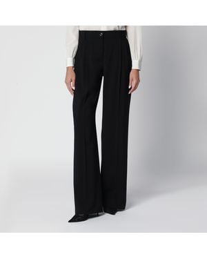 Dolce & Gabbana Double Pinch Virgin Wool Trousers - Black