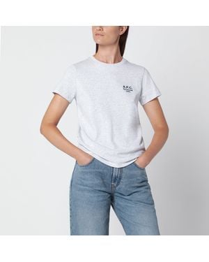 A.P.C. Graues Baumwoll-T-Shirt Mit Stickerei - Blau