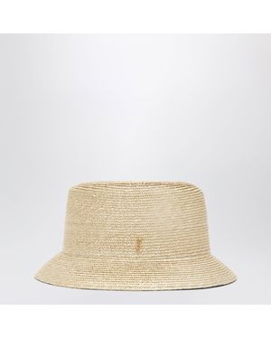 Saint Laurent Straw Hat With Cassandre Logo - Natural