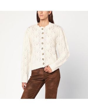 Isabel Marant Cardigan écru traforato in misto alpaca - Bianco
