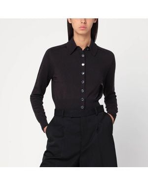 Sportmax Dunkelbrauner Cardigan Aus Wolle - Schwarz