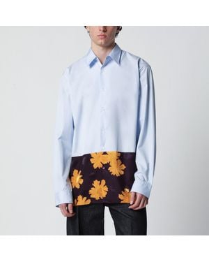 Dries Van Noten Shirt With Floral Insert - Blue