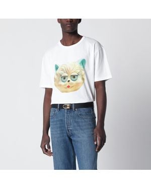 Valentino T-Shirt With Le Chat De La Maison Print - White