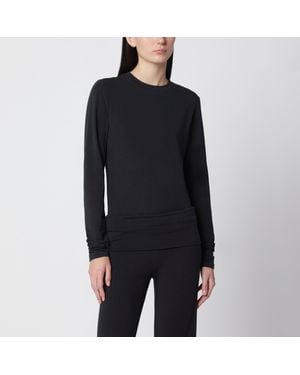 Skims Charcoal Long-Sleeved T-Shirt - Black