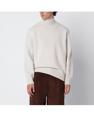 Soft Goat Cashmere Turtleneck Sweater - White