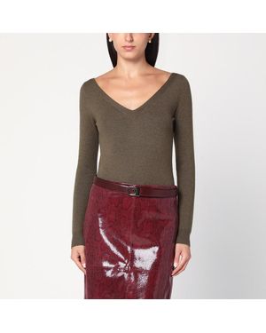 Saint Laurent Maglione color kaki in cashmere - Grigio