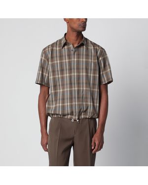 AURALEE Short-Sleeve Wool Check Shirt - Brown