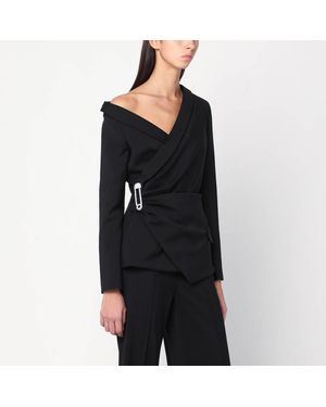 GIUSEPPE DI MORABITO Asymmetrical Jacket With Brooch Detail - Black