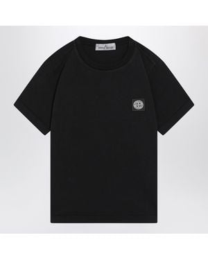 Stone Island T-Shirt Enfant Noir Avec Détail Logo