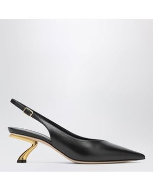 Ferragamo Schwarze Slingbacks Mit Skulpturalem S-Absatz