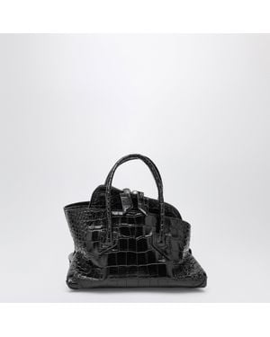 The Attico La Passeggiata Mini Crocodile-Print Leather Bag - Black
