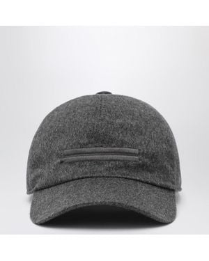 ZEGNA Dark Grey Cashmere Baseball Cap