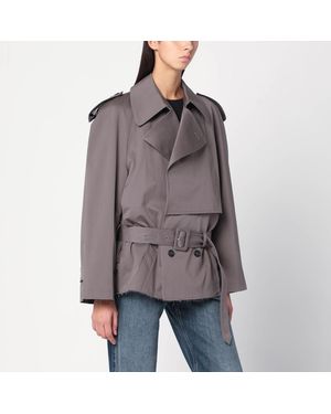 MM6 by Maison Margiela Short Double-Breasted Trench Coat - Grey