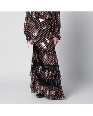 Etro Langer Rock Aus Seidenmischung Mit Fil Coupé - Schwarz
