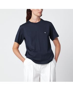 Weekend by Maxmara Blaues T-Shirt Aus Baumwolle Mit Logostickerei