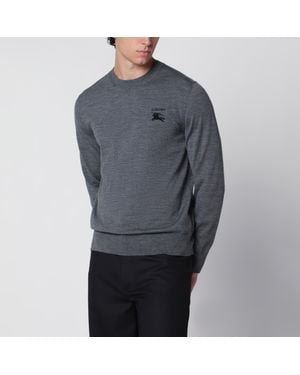 Burberry Grauer Rundhalspullover Aus Wolle