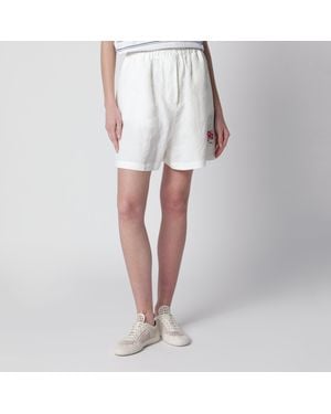 Prada Embroidered Linen Shorts - White