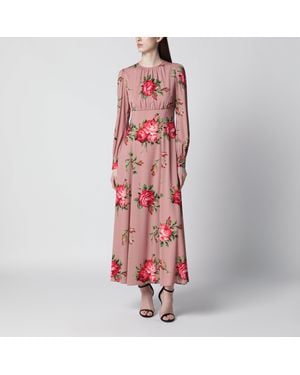Dolce & Gabbana Crêpe Dress With Bouquet Print By - Red