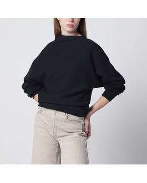 6397 Schwarzes Drapiertes Sweatshirt