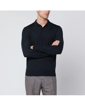 Loro Piana Dark Wool Polo Shirt - Black