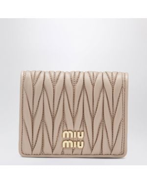 Miu Miu Powder Matelassé Nappa Leather Wallet - Natural