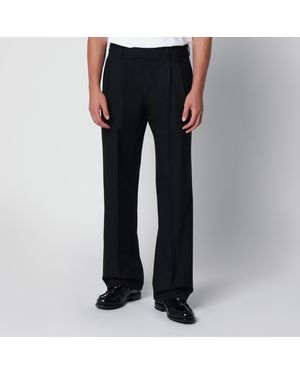 Lardini Pleated Pants With Pinstripe Pattern - Black