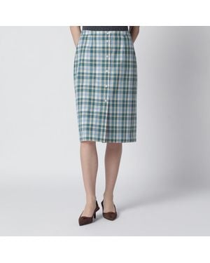 Prada Ottanio Pencil Skirt With Check Pattern - Blue