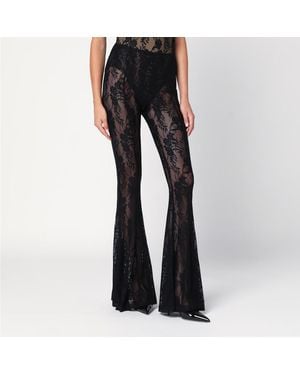 Norma Kamali Pantalon Évasé En Dentelle - Noir
