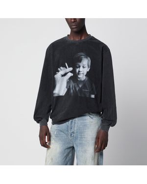 DAGGER Verwaschenes Schwarzes T-Shirt Aus Baumwolle Mit Distressed-Details