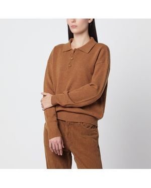 Alexandra Golovanoff Leon Havane 21 Oversized Cashmere Polo Shirt - Brown