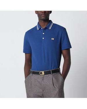 Valentino Polo Shirt With Vlogo Patch - Blue