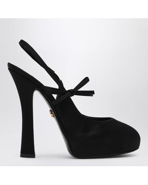 Dolce & Gabbana High Black Satin Slingback