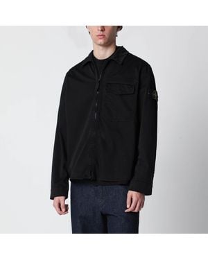 Stone Island Zip-Up Overshirt - Black