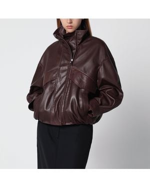 Nour Hammour Roland Ebony Leather Bomber Jacket - Brown
