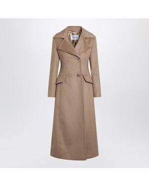 Max Mara Langer Camelhaariger Doppelreihiger Mantel - Natur