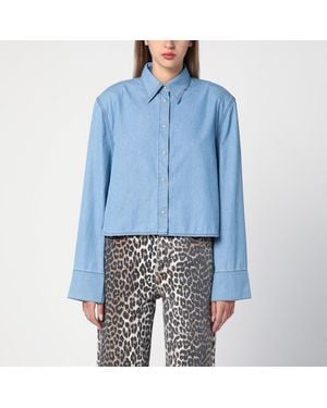 Halfboy Long-Sleeve Denim Shirt With Asymmetric Hem - Blue
