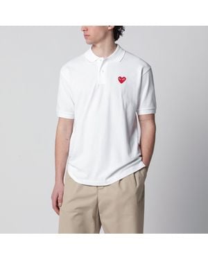 COMME DES GARÇONS PLAY Heart Cotton Polo Shirt - White