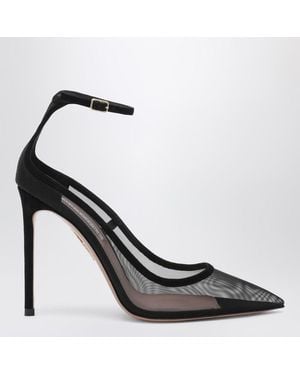 Aquazzura Décolleté love affair 85 in mesh con suede - Nero