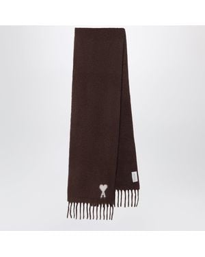 Ami Paris Ami De Coeur Scarf - Brown