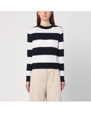 Max Mara Maglia crop a righe in lana e cachemire - Blu