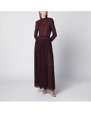 Self-Portrait Self Portrait Burgundy Long Dress With Rhinestones - Purple