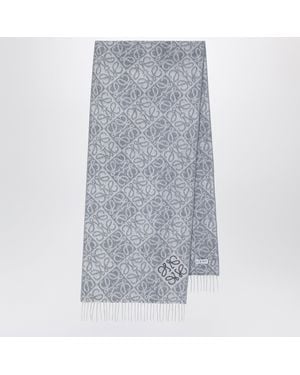Loewe Anagram Wool And Cashmere Scarf - Gray