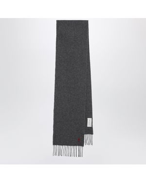 Ami Paris Grauer Schal Ami De Coeur Aus Wolle