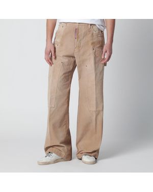DSquared² Vintageeffect Baggy Carpenter Jeans - Natural