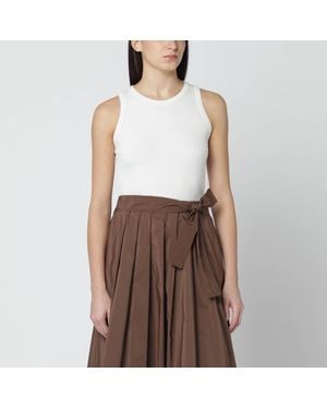 Weekend by Maxmara Ivory Cotton-Blend Tank Top - Brown